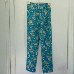vintage 90s girls green floral slim cut lounge pants size L